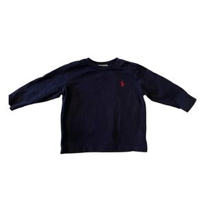 Ralph Lauren Baby Long Sleeve Navy Snap Shoulder 12 Month Shirt Red Polo Emblem